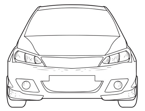 recommend clip art: Car with line art and outline model front view