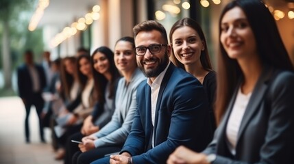 Obraz premium Group of people waiting for an interview or meeting Generative AI