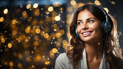 Fototapeta premium Businesswoman thinking about communication solutions Generative AI