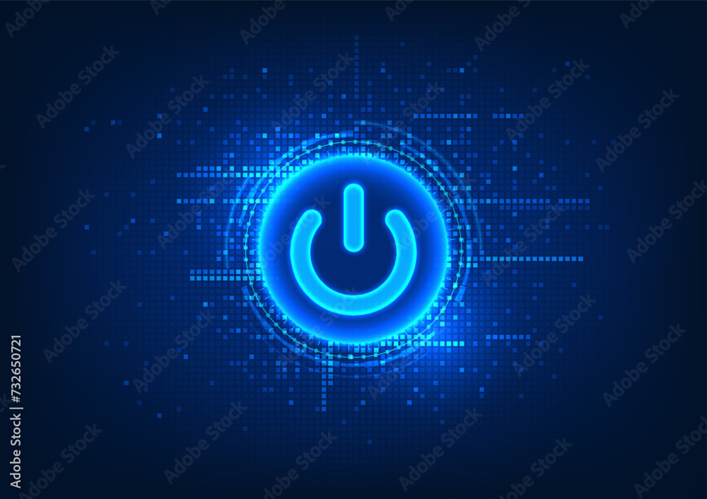 Poster Background Technology smart technology power button The light emitted by the button Entering the world of technology Start button with surrounding light, Vector illustration