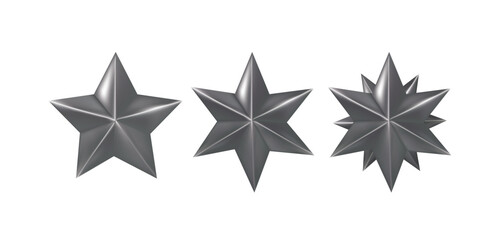 Dark grey stars set, vector