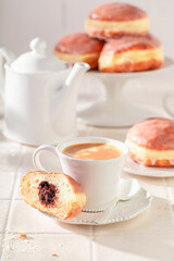 Sweet and hot doughnuts as a popular dessert in Poland.