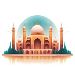 Background flat illustration for Islamic greeting card in Ramadan kareem theme
