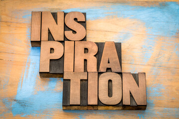 inspiration word in vintage letterpress wood type printing blocks