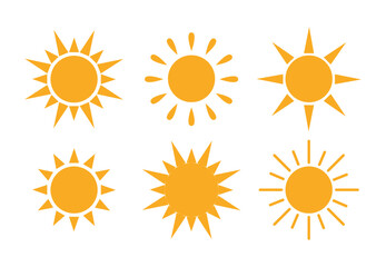 Set of Sun icons. Vector illustration in flat style. Flat design	