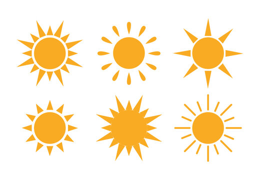 Set of Sun icons. Vector illustration in flat style. Flat design	