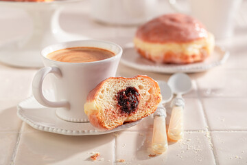 Sweet and hot doughnuts made of marmalade and flour.