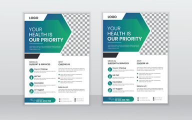 Corporate healthcare and medical flyer  layout template,
