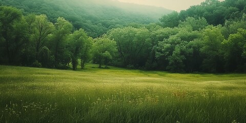 Enchanting Green Nature: Forest, Grass, and Graphic Background for Website Banners