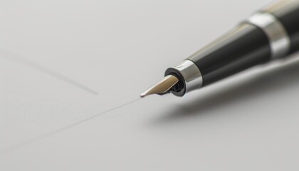 ultra detailed macro shot of a pen writing on white paper 