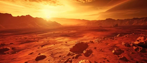 Foto op Plexiglas Planet mars 3d illustration, orange red eroded mars surface © Cobalt