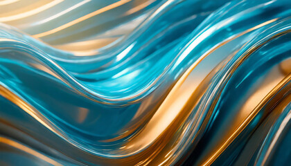 Vibrant abstract 3D waves on glossy surface, symbolizing fluidity and movement