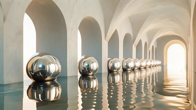 Ethereal Elegance: Arched Dome and Shiny Gold Accents. Generative ai