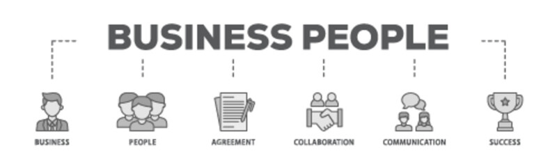 Business people banner web icon illustration concept with icon of business, people, agreement, collaboration, communication and success icon live stroke and easy to edit 
