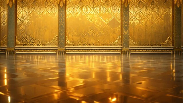 Regal Thai Architecture: Luxurious Golden Patterns. Generative ai