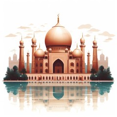 Fototapeta premium Islamic greeting card flat background illustration for celebrating Ramadan kareem