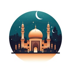 Flat style background illustration for Islamic greeting card celebrating Ramadan kareem