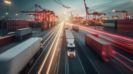 Container port during the night.