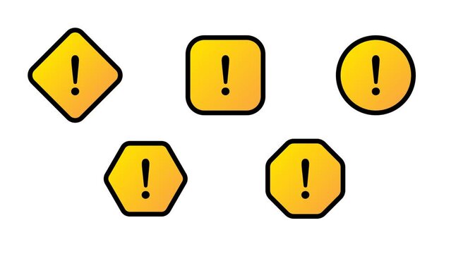 5 icon set pack resolution 4k exclamation checking volume 2 ready to use, transparent with gradient yellow orange color and auto looping. And is suitable for content creators as visual video needs