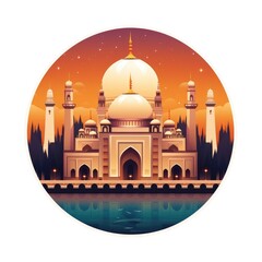 Naklejka premium Flat illustration background for Islamic greeting card during Ramadan kareem festivity