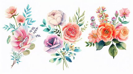 Watercolor Floral Bouquet Illustration - Perfect for Greeting Cards or Invitations