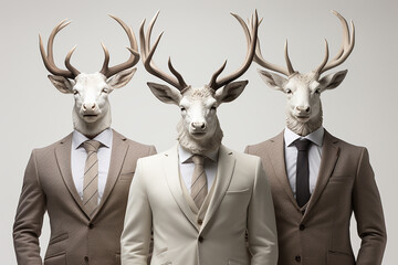 Different anthropomorphic animals close-up