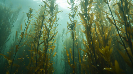 Fototapeta na wymiar Towering Kelp Forest Dominated by Ecklonia Maxima
