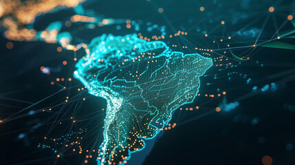 South American Digital Network Map - Data Transfer and Connectivity