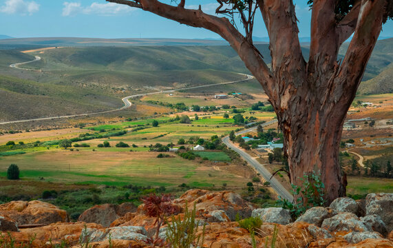 View form the Boer War fort towards the Uniondale Heights pass and N9, Uniondale, Western Cape.