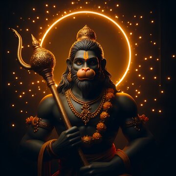 Lord Hanuman portrait with mace