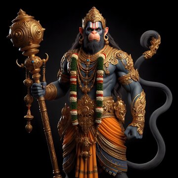 Lord Hanuman portrait with mace