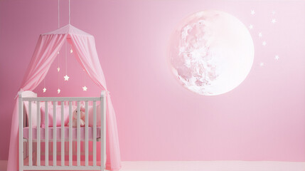 pink baby bed