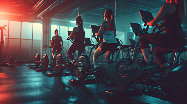 Group of sportive people in a gym. Concepts about lifestyle and sport in a fitness club. - AI Generated © Gosgrapher