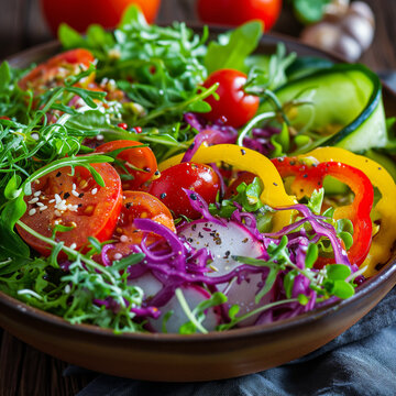 Colorful Fresh Salad Bowl with Zesty Dressing