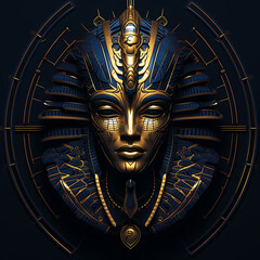 Egyptian mask of pharaoh queen illustration art