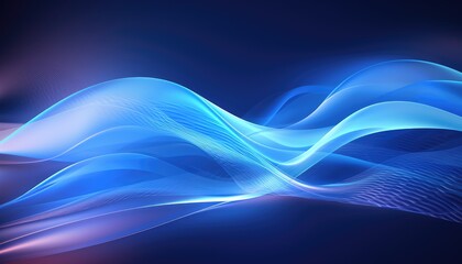 Abstract wave technology background with blue light smooth and flow