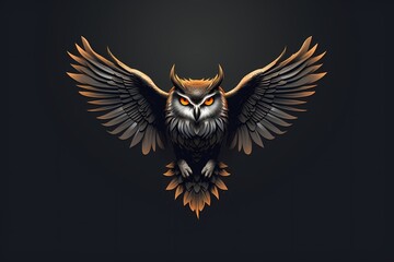 A wise and observant owl face logo illustration, meticulously crafted with realism and precision, standing out against a minimalistic solid background