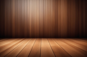 Naklejka premium An empty background with space to copy - a wooden floor and a wall of planks in perspective