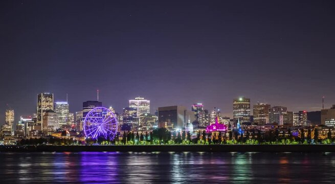 Downtown Montreal, Quebec at Night Timelapse
