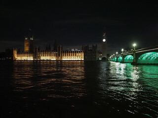 Fototapeta na wymiar Houses of Parliament and Westminster Bridge at night in London