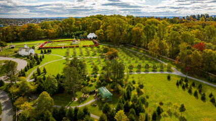 Elizabethtown, Pennsylvania, October 22, 2023 - An Aerial View of a Large Gazebo in the Middle of a...