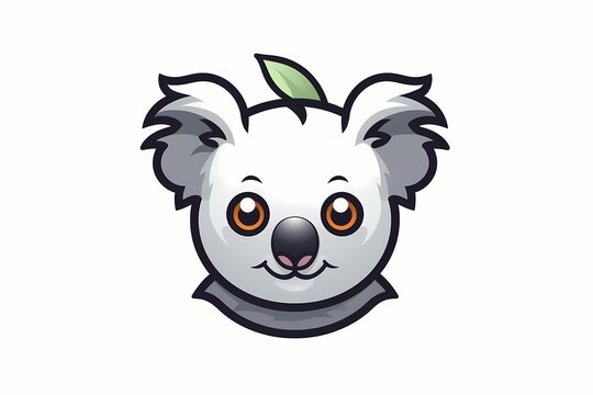 Adorable koala face logo illustration with a cute and friendly demeanor, perfect for a playful brand, displayed against a modern and vibrant background
