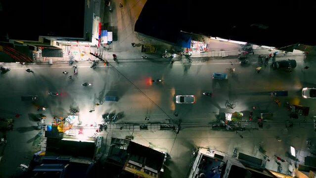 Top view of an busy Indian road