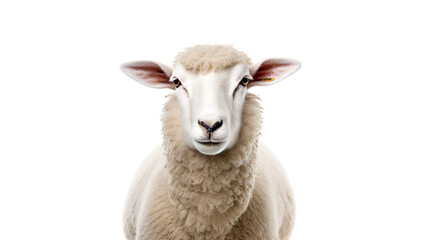 closeup of white sheep isolated on white