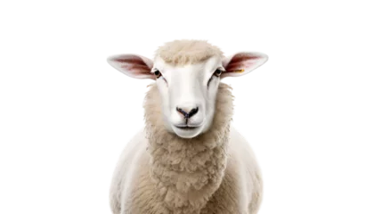 Badkamer foto achterwand closeup of white sheep isolated on white © sachal