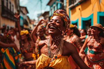 Papier Peint photo Lavable Magasin de musique Vibrant Colors and Traditional Music: A Journey Through Brazilian Dance in S. Salvador