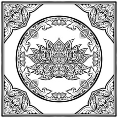 Ornamental design lotus with intricate details