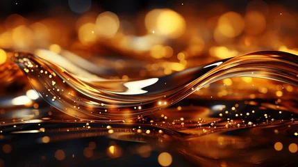 Fototapeten Background golden tone gradient Bokeh overlay abstract background bright creative, Crystals sparkle, shine and reflect light template luxurious festivals smooth texture, flowing curve wallpaper gold. © Sittipol 