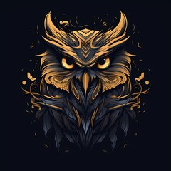 An intricate and expressive owl face logo illustration, capturing the wisdom and mystery of the bird, set against a minimalistic and modern solid backdrop for brand impact