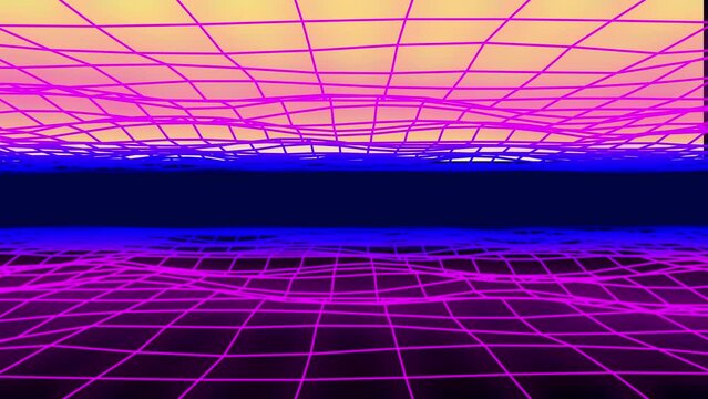Digital space with glowing pink lines, top and bottom